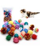 LASOCUHOO 30 PCS Cat Toy Assortment - Rainbow, Crinkle, Sparkle, Bell, Sisal, Linen Balls for Kittens & Cats - Buy Online on GoSupps.com