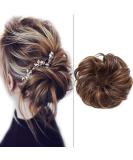 Buy Silk-Co Hair Part with Rubber Band - Wavy Soft Dutt Hair Extensions (25g) for Messy Bun Updos - Medium Brown & Dark Blonde - Buy Online on GoSupps.com
