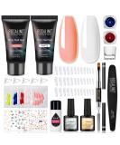 Rosalind Nail Extension Kit - 30ml Nude White Poly Nail Gel Set with Base & Top Coat Slip Solution Nail Decorations & Glitter for Perfect Manicure - Buy Online on GoSupps.com