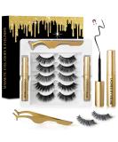 Magnetic Eyelashes Kit - 5 Pairs with Eyeliner & Applicator | Reusable Glue-Free Natural Look - Ideal for Effortless Beauty - Buy Online on GoSupps.com
