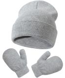 XYIYI Newborn Baby Winter Beanie Hat Mitten Set - Grey2 | Infant Toddler Knitted Hat Glove Set for Boys Girls 3-18 Months - Buy Online on GoSupps.com