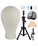 LUNGCYX 23 Inch Wig Head Stand Tripod Set for Wigs Making Display - Mannequin Canvas Block Head, T-pin, Wig Cap, Adjustable Bracket - Tripod Tool Holder for Mounting - Buy Online on GoSupps.com