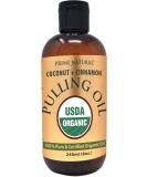 Oil Pulling with Organic Coconut & Cinnamon Bark Oil - 8oz Natural Mouthwash for Teeth Whitening Fresh Breath & Healthy Gums - Buy Online on GoSupps.com