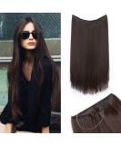 Shop Silk-Co Medium Brown Hair Extensions - 40cm Invisible Cord Smooth Synthetic Hair with Rubber Band for Women - Buy Online on GoSupps.com