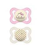 MAM SUPREME Night Pacifier Set - 2 Bright Baby Pacifiers for Healthy Dental Development 0-6 Months Cloud/Star Pink with Pacifier Box - Buy Online on GoSupps.com