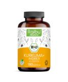 Raibu Organic Turmeric & Ginger Capsules with Black Pepper - 180 High-Dose Vegan Curcuma Complex - Additive-Free Quality from Germany - Buy Online on GoSupps.com