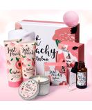 Peach Scent Spa Gift Set for Women - 8 Piece Bath and Body Set with Bath Bomb, Candle, and Massage Oil - Ideal Gifts for Her - Buy Online on GoSupps.com