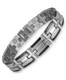 RainSo Magnetic Bracelet for Men - Stainless Steel Double Row Twist Braided Wristband 3500 Gauss Adjustable Black Silver Gift Box - Buy Online on GoSupps.com