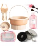 3-in-1 Makeup Brush Cleaning Mat & Silicone Cleaner - Multifunctional Drying Basket with Handle - Professional Makeup Brush Cleaner (150ml) - Yellow - Buy Online on GoSupps.com