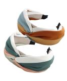 Buy 2 Retro Boho Hair Ties for Women - Vintage Fabric Hair Bands for Fitness Yoga & Makeup - Orange & Brown - Buy Online on GoSupps.com