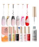 Beetles Gel Nail Art Liner Set - 6 Popular Black White Red Colors with Thin Nail Art Brush - Soak Off Gel Paint Pens in Gold Silver Glitters - Gift for Girls - Buy Online on GoSupps.com