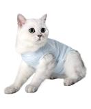 CAT Wound Surgery Recovery Suit - Abdominal Wounds & Skin Disease Pajama Wear | E-Collar Alternative for Cats & Dogs (Medium Stripe Blue) - Buy Online on GoSupps.com