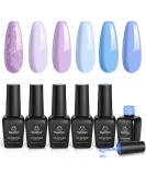 Beetles Gel Nail Polish Set - 6 Glitter Colors - Sky Blue Purple Lavender | Soak Off UV LED Gel Kit for DIY Nail Manicure - Buy Online on GoSupps.com
