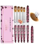 Saviland Acrylic Nail Brush Set - 4PCS Pink Leopard Print Brushes for Nail Extensions & Carving - Sizes 8/10/12/14 - Buy Online on GoSupps.com