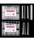 Spohom 480pcs Clear Nail Tips for Acrylic Nails - Professional Square Coffin No C Curve Extra Long Tapered Straight Fake Nails Tips - Salon Quality DIY Square and Coffin Styles - Buy Online on GoSupps.com