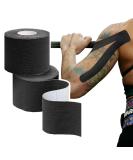 Kinesiology Tape 2in x 16.4ft - Elastic Sports Tape for Pain Relief & Joint Support | Breathable Latex-Free Athletic Tape (Black - Buy Online on GoSupps.com