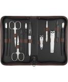 Solingen Manik r Set 12 - Premium Nail Care Set for Men & Women | Complete Manicure & Pedicure Kit in High-Quality Brown Synthetic Leather Etui - Perfect for Home & Travel - Buy Online on GoSupps.com