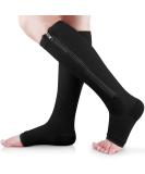 Ailaka Open Toe Compression Socks 15-20 mmHg for Men & Women - Knee High Support for Varicose Veins, Edema, Pregnancy - L/XL Black (1 Pair) - Buy Online on GoSupps.com