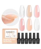 Beetles Gel Nail Polish 6 Colors Builder Gel Set - 8 in 1 Strengthener, Clear & Nude Pink Milkly Hard Gel, Extension Base & Rhinestone False Nail Tips - Nail Art Design Kit for Pink Christmas - 4 Sheer Peach Shades - Buy Online on GoSupps.com