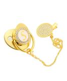 Buy SUNGOOYUE Golden Baby Pacifier 26 Letters Curved Silicone Bling Pacifier with Clips for 6-18 Months International Shipping Available - Buy Online on GoSupps.com