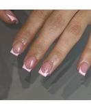 Buy Pink French Tip Press on Nails | Short Square Coffin & Acrylic Nails - 30 PCS Classical Nail Art - Buy Online on GoSupps.com