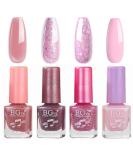 Glitter Nail Polish Set - Pink Nail Varnish Sets - Quick Dry Nail Polish - Long Lasting Glitter Nude 4 Colors Nail Polishes - Oil-Based Formula Nail Polish Gift Set - No Need Cure 4pcs 1 - Buy Online on GoSupps.com