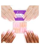 Colored Gel X Nail Tips - 96Pcs Nude Short Length Press on Nails - Almond & Square Shape - Soft Gel-like EC 4 in 1 Mixed X-coat Tips - Nail Extensions - Buy Online on GoSupps.com