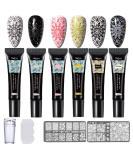 Mobray Nail Stamping Gel Polish Kit - 6 Colors 8ml UV LED Art Set with Stamper, Scraper, Templates - Black Red Yellow - Buy Online on GoSupps.com