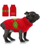 Classic Pet Sweater Roll Collar - Warm Knitted Dog & Cat Vest with Diamond Pattern | Soft Red Winter Sweater for Small Dogs & Puppies - Buy Online on GoSupps.com