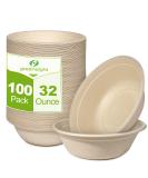 greensight Disposable Paper Bowls 32oz Heavy Duty 100 Pack Eco-friendly Compostable Bowls Party Serving Bowls For Salad Ice Cream Dessert And Hot Soup Biodegradable Bowls Made Of Sugarcane Nature - Buy Online on GoSupps.com