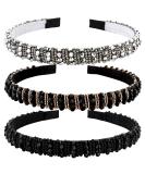 ANBALA Beaded Jeweled Headbands - Crystal Rhinestone Diamond Thin Hair Bling Sparkle Headbands for Women Girls (Black Silver Gold) - Buy Online on GoSupps.com