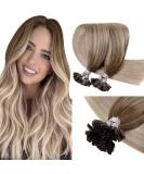 LAAVOO U Tip Extension - Real Hair Ombre Blond Keratin Bonding Extensions | Light Brown Balayage & Ash Blond | Pre-Bonded 50g 40cm | #8/18/60 - Buy Online on GoSupps.com