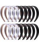SIQUK 16 Pieces Satin Headbands - 1 Inch Black and Silver DIY Ribbon Hair Headbands for Women and Girls - Buy Online on GoSupps.com