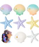 Juexica 8-Piece Starfish Hair Clip Set | Mermaid Crown Hair Accessories for Women and Girls | Resin Seastar Hairpins | Pretty Hair Barrettes - Buy Online on GoSupps.com