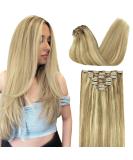 Doores 18 Inch Remy Clip-In Hair Extensions - Light Blonde Highlights (Gold Blonde) 120g - 7 Pieces 45cm Real Hair - Buy Online on GoSupps.com