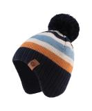 XIAOHAWANG Knitted Baby Hat Winter Warm Boys Girls Beanie Fleece Lining Toddler Kids Hat with Pompom 4-7 Years Navy Striped Hat - Buy Online on GoSupps.com