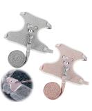 Adjustable Rabbit Leash Set - 2 Breathable Harnesses for Rabbits Hamsters & Cats - Soft & Comfortable - Available in Pink & Gray - Buy Online on GoSupps.com