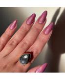 Justotry 24-Piece Glitter Hot Pink French Almond Press-On Nails | Glossy Oval Artificial Acrylic Fingernails for Women - Buy Online on GoSupps.com