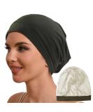 100% Mulberry Silk Lined Sleep Cap - Green | Hat Hut Pure Silk Bonnet - Buy Online on GoSupps.com