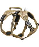 Buy Heele XL Brown Dog Harness - Breakout Buckle Reflective Robust Handle & Panic Clip | Comfortable Fit for Large Dogs - Buy Online on GoSupps.com
