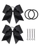Black Cheer Hair Bow Set - 2 Large 8 Inch Handmade Bows for Cheerleaders and Teen Girls - Buy Online on GoSupps.com