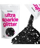 Hemway Premium Ultra Sparkle Black Holographic Glitter | Multi-Purpose Metallic Flake for Arts Crafts Nails & Cosmetics | Super Chunky 100g - Buy Online on GoSupps.com