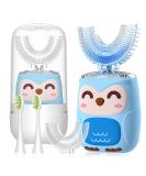 Kids Electric U Shaped Toothbrush | Sonic Toothbrush for Ages 2-7 | 4 Soft Brush Heads & 6 Cleaning Modes | Rechargeable 360 Degree Cleaning - Baby Blue - Buy Online on GoSupps.com