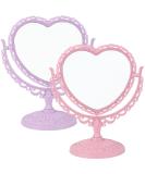 2 Pack Heart Mirror - Double-Sided Rotatable Cosmetic Mirror for Girls Bedroom (Pink & Purple) - Buy Online on GoSupps.com