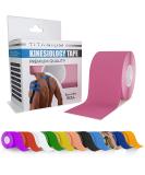 Titanium Sports Kinesiology Tape - 5m Roll of Elastic Water Resistant Tape for Support & Muscle Recovery - Quality Sports Tape (Pink) - Buy Online on GoSupps.com