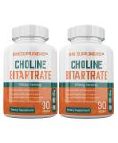Choline Bitartrate 900mg x 2 Bottles | 180 Capsules | KRK Supplements - Buy Online on GoSupps.com