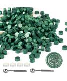 Mornajina Metallic Green Sealing Wax Beads Kit - 360 Pieces Octagon Wax Beads with Stamp Melting Spoons and Candles - Buy Online on GoSupps.com