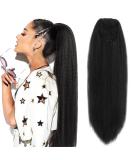 Kinky Straight Ponytail Extension for Black Women Yaki Straight Ponytails Synthetic Hair Extensions 28 Inch (1B Black) 28 inches #1B - Buy Online on GoSupps.com