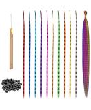 20Pcs Colored Feather Hair Extensions Kit for Girls & Women - Colorful Synthetic Hairpieces with Micro Beads & Crochet Hook - Buy Online on GoSupps.com