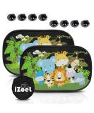 iZoeL Car Sun Shade for Baby Kids 2 PCS Static Cling Side Window Car 80GSM Animals Cars Rear Sunshades Universal with 8 Suction Cups and Storage Bag - Sun Glare and UV Rays Protection Green Animal - Buy Online on GoSupps.com